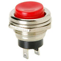 Red Momentary Spst Cap Push Button Switch AC 6A 125V 3A 250V Lwus - a round red button head with a silver metal housing and two metal electrical terminals at the base.