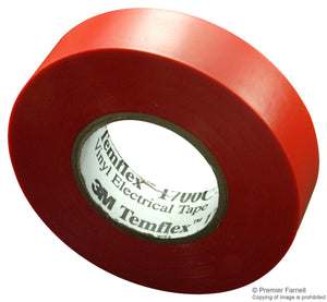 Red PVC Electrical Insulation Tape - shown as a single roll of red tape with 3M Temflex branding visible on the inner cardboard core.