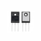 Refurbished 40N60 IGBT - two black three-pin electronic components with metallic backs and the text FGH40N60 1G45A3 SMD printed on the front.