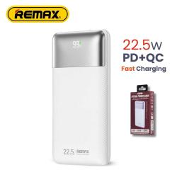 Remax Kiyuan Series 20W+22.5W Pd+qc Fast Charging Power Bank 10000mAh Rpp-5 White - rectangular device with a digital display showing 99, accompanied by its retail packaging box.