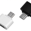 Remax OTG Type c OTG For Android Type For All Android USB Converter For Smartphones - one white and one black USB-C to USB-A adapter connector side-by-side.