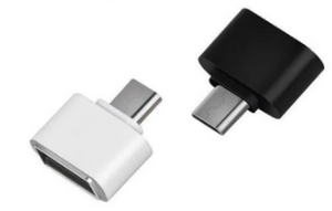 Remax OTG Type c OTG For Android Type For All Android USB Converter For Smartphones - one white and one black USB-C to USB-A adapter connector side-by-side.