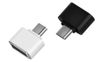 Remax OTG Type c OTG For Android Type For All Android USB Converter For Smartphones - one white and one black USB-C to USB-A adapter connector side-by-side.
