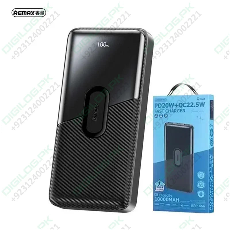 Remax 22.5W 10000mAh Dual Port Fast Charging Power Bank with LED Display RPP-666