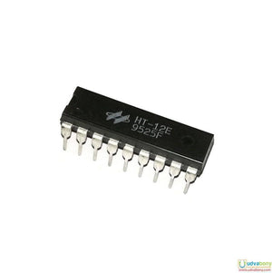 RF Encoder IC HT12E 18 DIP - a black, rectangular 18-pin integrated circuit chip with white text printed on its top surface.
