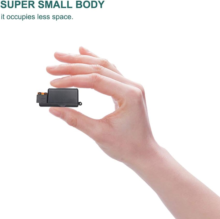 RF Wireless 2 Remote Control Switch 433MHz AC220V 30A Relay Receiver Transmitter - shown as a small black rectangular module held between a person's thumb and fingers.