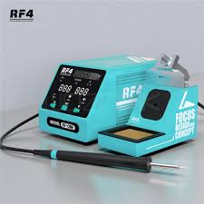 RF4 RF-ONE Intelligent Temperature Control Anti-static LED Digital Display Soldering Station - a digital display showing 888, control buttons, a connected soldering iron, and a built-in iron stand.