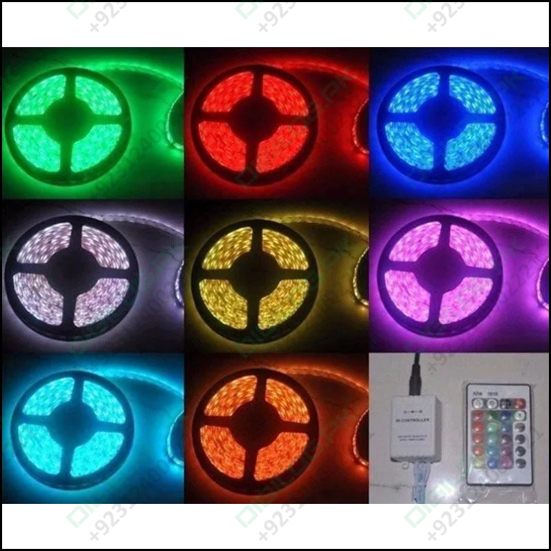 Rgb Led Strip With Remote And Power Supply White Background