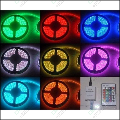 Rgb Led Strip With Remote And Power Supply White Background