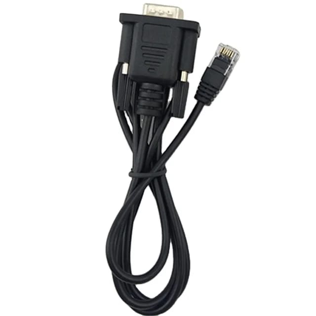 RJ45 TO DB9 MALE Serial Cable For Solar Inverter Local Made - a black cable featuring a DB9 male connector on one end and an RJ45 connector on the other.