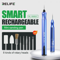 RL-068C Speed Adjustable Engraver Electric Grinding Polishing Pen Price - two blue metal pens, eight rotary head accessories, and L, M, H speed indicators.