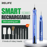 RL-068C Speed Adjustable Engraver Electric Grinding Polishing Pen Price - two blue metal pens, eight rotary head accessories, and L, M, H speed indicators.