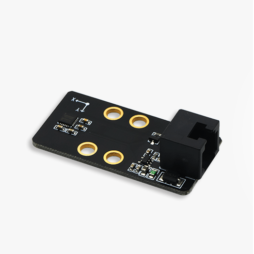 Robobloq Gyroscope Sensor With RJ11 Connecting Wire - a black rectangular circuit board with four gold-plated mounting holes, an RJ11 connector, and printed axis labels.