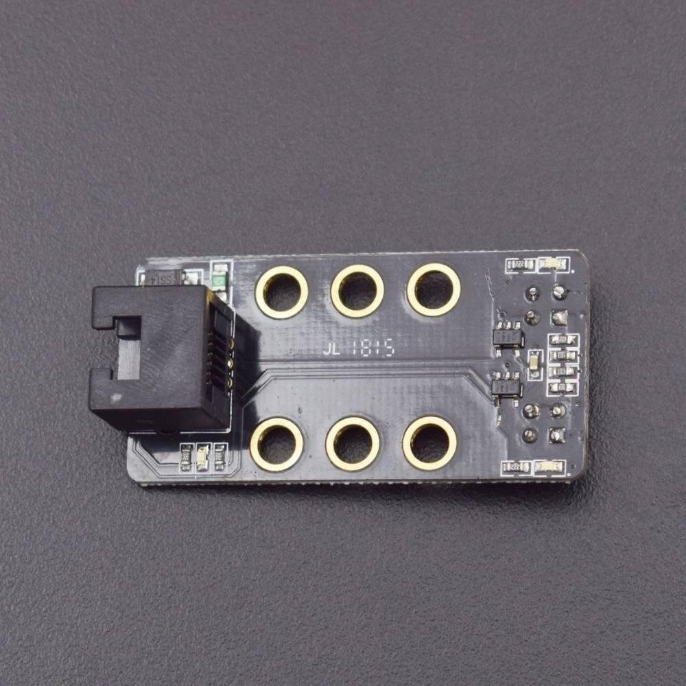 Robobloq Line Follower Sensor With RJ11 Connecting Wire - a black rectangular circuit board with six mounting holes and an RJ11 connector port on the left side.