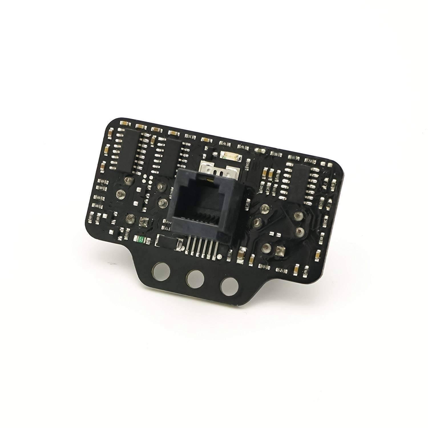 Robobloq Ultrasonic Sensor With RJ11 Connecting Wire - a black rectangular circuit board with a central RJ11 port, surface-mounted components, and three circular mounting holes.