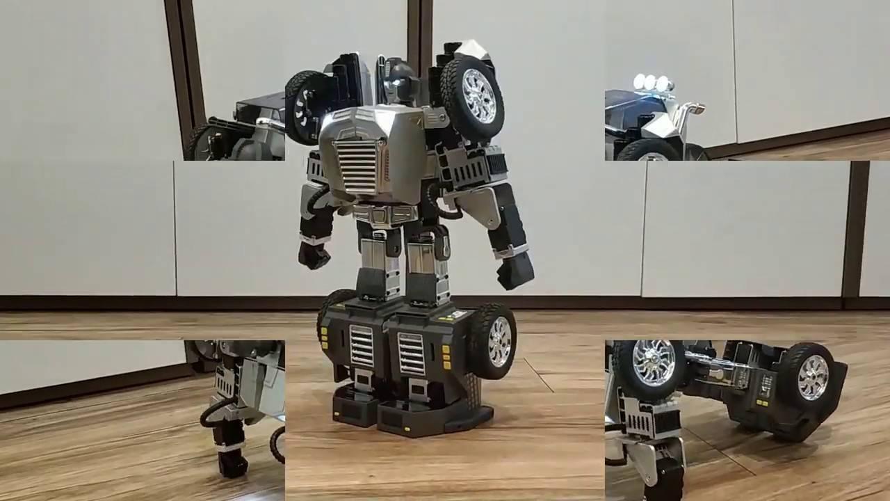 Robosen T9 - Advanced Programmable And Convertible Robot - STEM: Fun, Educational With Voice And App Control - shown in its upright humanoid form with inset close-up views of its wheels and structural details.