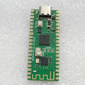 RP2040 Raspberry Pi Pico W Board with 2.4G WiFi Micro Dual-Core 264KB ARM Microcomputers High-Performance Cortex-M0 Processor - a green rectangular microcontroller featuring a USB-C port, two buttons, and a wireless antenna on a white surface.