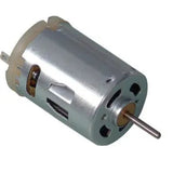 RS 555 5V DC High Speed Motor For DIY Applications And PCB Drill - a cylindrical silver metal motor with a protruding shaft and two electrical terminals on the back end.