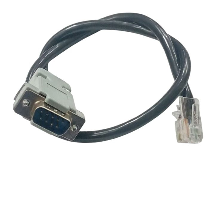 RS232 DB9 to RJ45 Connector cable only for inverter zone device - a black cable with a grey DB9 male connector on one end and a clear RJ45 connector.