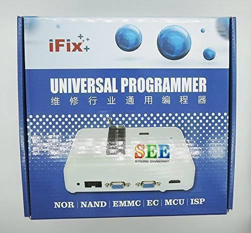 RT809H Emmc Nand Flash Programmer Bios Programmer - shown inside its blue and white branded cardboard packaging box, which features an illustration of the device.