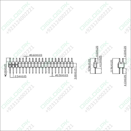 Gold Plated 2.54mm Male 40 Pin Single Row Straight Round