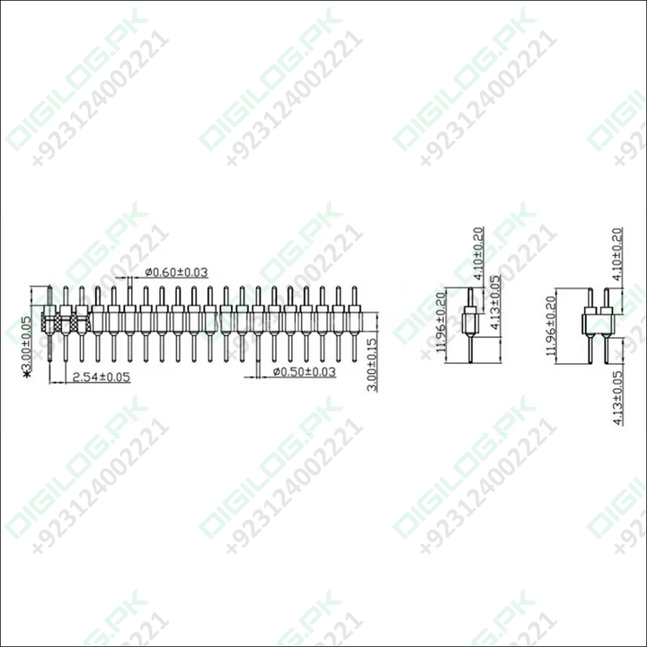 Gold Plated 2.54mm Male 40 Pin Single Row Straight Round