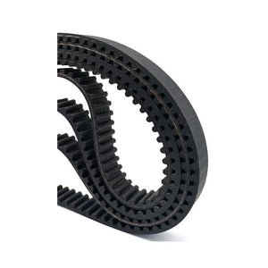 s2m 116 timing belt - a black, circular, toothed rubber drive belt shown in a close-up, angled view against a white background.