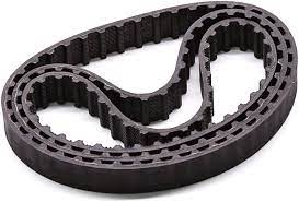 S2M300 close timing belt - a black, continuous rubber loop with a toothed inner surface, shown in a coiled, figure-eight shape on a white background.