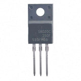 SBD20C150F Schottky Barrier Diode 20A 150V Dual Common Cathode – TO-220F - a black three-pin electronic component in a TO-220F package with the model number printed on the front.