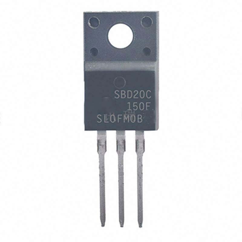 SBD20C150F Schottky Barrier Diode 20A 150V Dual Common Cathode – TO-220F - a black three-pin electronic component in a TO-220F package with the model number printed on the front.