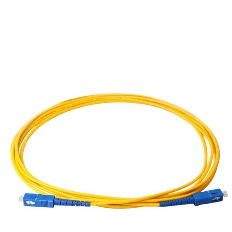 SC to SC Fiber Patch Cord Cable 3M - shown as a coiled yellow fiber optic cable with blue SC connectors on both ends.