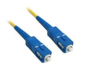 SC to SC Fiber Patch Cord Cable 3M - two blue SC fiber optic connectors attached to yellow cables against a white background.