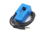 Sct-013-030 Non-invasive AC Current Sensor Clamp Sensor 30A - a blue split-core clamp sensor with an attached black cable ending in a 3.5mm audio jack connector.