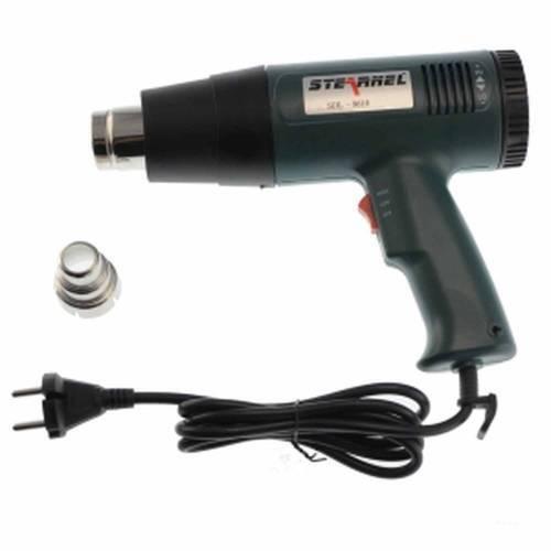 Sdl 8610 Dual Temperature Hot Air Gun 1800 Watt - a dark green pistol-grip heat gun with a power cord, a red trigger switch, and one metal nozzle accessory.