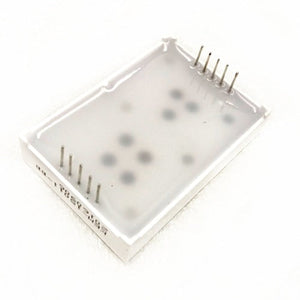 SE-15011-BSR 30.6MMX44MMX9MM LED 7 Segment 1 Digit Common Anode Display 1.5 inch Digit size - a rectangular white component with a translucent top surface and ten metal pins extending from the sides.