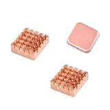 Self Adhesive Pure Copper Heat Sink For Raspberry Pi 3 Pi 3 B+ - three square copper heat sinks, two with finned tops and one with a flat base.