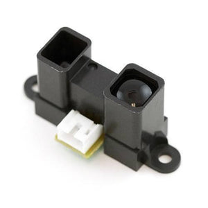 Sharp Distance Measuring Sensor Unit 20 To 150 Cm – GP2Y0A02YK0F - a black infrared sensor module with two square towers and a white JST connector.