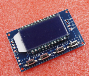Signal Generator PWM Frequency Adjustable Module LCD 3.3V-30V Equipment A2tm - a blue circuit board with an LCD screen, four buttons, and pin headers.