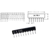 SIL 470R Resistor Pack 7 Resistor 10 pin 470 Ω - shown as a black multi-pin component with a technical schematic diagram and dimension specifications.