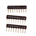 SIL 470R Resistor Pack 7 Resistor 9 pin 470 Ω - three black, single-in-line resistor network components with nine pins each.