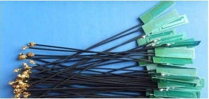 SIM800C SIM800L SIM900A SIM900 GSM 2g 3g Antenna PCB Indoor Antenna I-PEX Antenna - bundle of green PCB antennas with black coaxial cables and gold I-PEX connectors on a blue background.