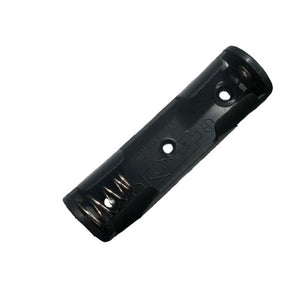 Single 1 AA Battery Holder, 1 x 1.5V AA Battery Holder - a black plastic battery case with a metal spring contact at one end and a positive terminal.