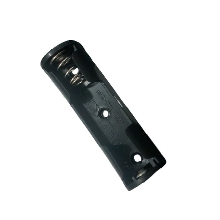 Single 1 AA Battery Holder, 1 x 1.5V AA Battery Holder - a black plastic single-cell battery case with a metal spring contact and a flat contact.