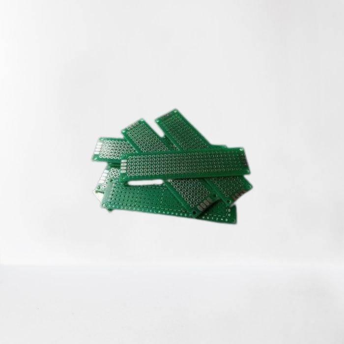 Single Side 2x8cm Dotted Veroboard Printed Circuit PCB Prototype Board - a small pile of rectangular green perforated circuit boards.