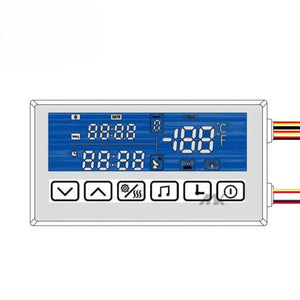 Six Touch switch three color version anti fog Bluetooth horn time display music 5A 60W 12V - rectangular digital control panel with a blue display showing time, date, and temperature.