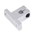 SK8 Sh8a 8mm Linear Rail Shaft Support Xyz Table 3d Printer CNC Mount Rod Holder - a silver-colored metal mount with a cylindrical opening, a tightening screw, and two mounting holes.