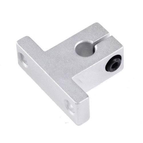SK8 Sh8a 8mm Linear Rail Shaft Support Xyz Table 3d Printer CNC Mount Rod Holder - a silver-colored metal mount with a cylindrical opening, a tightening screw, and two mounting holes.