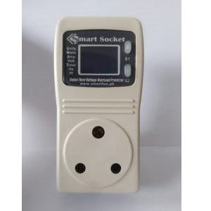 Smart Socket 15A - a beige, rectangular electrical plug-in device featuring a digital display, two control buttons labeled S1 and S2, and a three-pin socket.