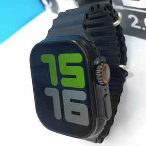 Smart Watch T900 Ultra 2.09 Inch Big Display Bluetooth Calling Series 8 With All Sports Features & Health Tracker - Smart Watch Ultra Infinite Display - a black wearable with a ribbed strap and a large square display showing the time 15:16, featuring a digital crown and side button.