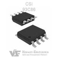 SMD 93C86 Serial CMOS EEPROM - two black, eight-pin SMD integrated circuit chips positioned at different angles against a white background.